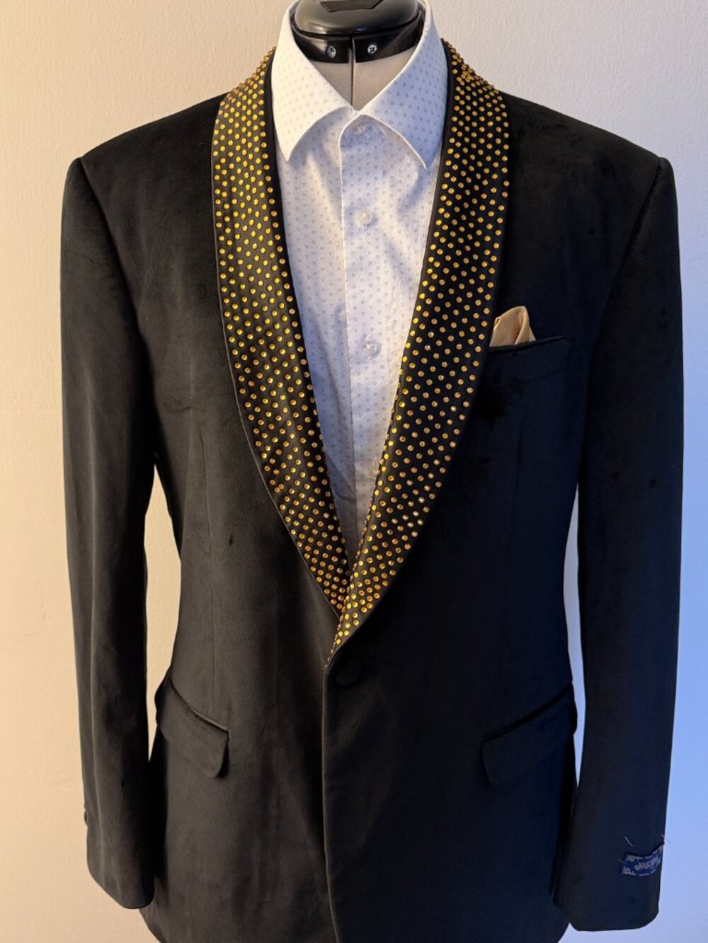 Insomnia Men Jacket Blazer Black Gold Fashion size L